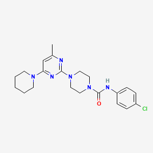 molecular formula C21H27ClN6O B11244905 N-(4-Chlorophenyl)-4-[4-methyl-6-(piperidin-1-YL)pyrimidin-2-YL]piperazine-1-carboxamide 