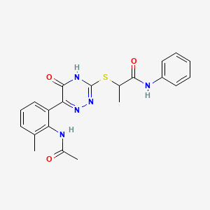 molecular formula C21H21N5O3S B11244918 2-({6-[2-(acetylamino)-3-methylphenyl]-5-oxo-2,5-dihydro-1,2,4-triazin-3-yl}sulfanyl)-N-phenylpropanamide 