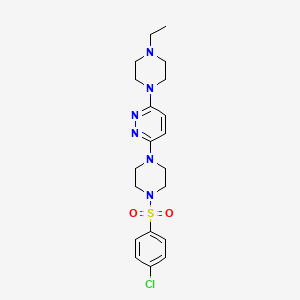 molecular formula C20H27ClN6O2S B11244945 3-(4-((4-Chlorophenyl)sulfonyl)piperazin-1-yl)-6-(4-ethylpiperazin-1-yl)pyridazine 