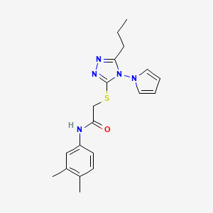 molecular formula C19H23N5OS B11244948 N-(3,4-dimethylphenyl)-2-{[5-propyl-4-(1H-pyrrol-1-yl)-4H-1,2,4-triazol-3-yl]sulfanyl}acetamide 