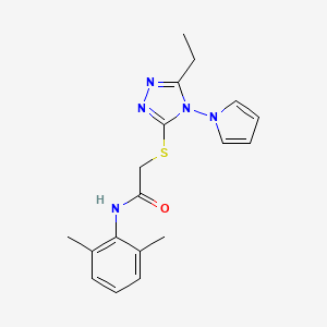 molecular formula C18H21N5OS B11244960 N-(2,6-dimethylphenyl)-2-{[5-ethyl-4-(1H-pyrrol-1-yl)-4H-1,2,4-triazol-3-yl]sulfanyl}acetamide 