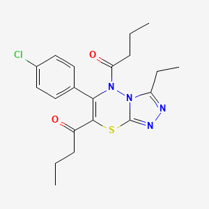 1,1'-[6-(4-chlorophenyl)-3-ethyl-5H-[1,2,4]triazolo[3,4-b][1,3,4]thiadiazine-5,7-diyl]dibutan-1-one