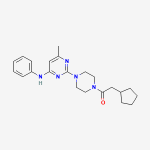 molecular formula C22H29N5O B11244979 2-Cyclopentyl-1-(4-(4-methyl-6-(phenylamino)pyrimidin-2-yl)piperazin-1-yl)ethanone 