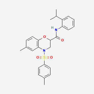 molecular formula C26H28N2O4S B11244994 6-methyl-4-[(4-methylphenyl)sulfonyl]-N-[2-(propan-2-yl)phenyl]-3,4-dihydro-2H-1,4-benzoxazine-2-carboxamide 