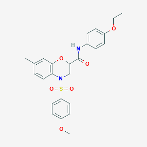 molecular formula C25H26N2O6S B11245010 N-(4-ethoxyphenyl)-4-[(4-methoxyphenyl)sulfonyl]-7-methyl-3,4-dihydro-2H-1,4-benzoxazine-2-carboxamide 