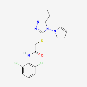 molecular formula C16H15Cl2N5OS B11245014 N-(2,6-dichlorophenyl)-2-{[5-ethyl-4-(1H-pyrrol-1-yl)-4H-1,2,4-triazol-3-yl]sulfanyl}acetamide 