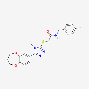 2-{[5-(3,4-dihydro-2H-1,5-benzodioxepin-7-yl)-4-methyl-4H-1,2,4-triazol-3-yl]sulfanyl}-N-(4-methylbenzyl)acetamide