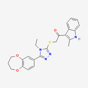 2-{[5-(3,4-dihydro-2H-1,5-benzodioxepin-7-yl)-4-ethyl-4H-1,2,4-triazol-3-yl]sulfanyl}-1-(2-methyl-1H-indol-3-yl)ethanone