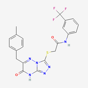 molecular formula C21H17F3N6O2S B11245063 2-{[6-(4-methylbenzyl)-7-oxo-7,8-dihydro[1,2,4]triazolo[4,3-b][1,2,4]triazin-3-yl]sulfanyl}-N-[3-(trifluoromethyl)phenyl]acetamide 