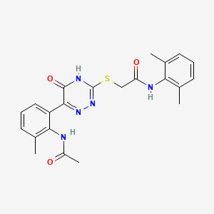 2-({6-[2-(acetylamino)-3-methylphenyl]-5-oxo-2,5-dihydro-1,2,4-triazin-3-yl}sulfanyl)-N-(2,6-dimethylphenyl)acetamide