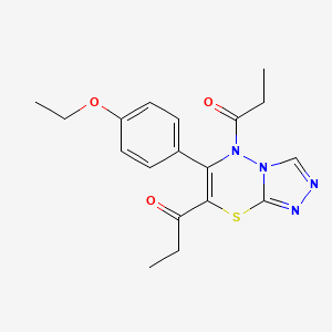 molecular formula C18H20N4O3S B11245089 1-[6-(4-Ethoxyphenyl)-5-propanoyl-5H-[1,2,4]triazolo[3,4-B][1,3,4]thiadiazin-7-YL]propan-1-one 