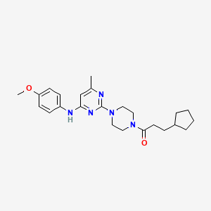 molecular formula C24H33N5O2 B11245098 3-Cyclopentyl-1-(4-{4-[(4-methoxyphenyl)amino]-6-methylpyrimidin-2-YL}piperazin-1-YL)propan-1-one 