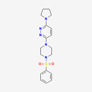 molecular formula C18H23N5O2S B11245106 3-(4-(Phenylsulfonyl)piperazin-1-yl)-6-(pyrrolidin-1-yl)pyridazine 