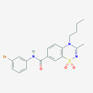 molecular formula C19H20BrN3O3S B11245133 N-(3-bromophenyl)-4-butyl-3-methyl-4H-1,2,4-benzothiadiazine-7-carboxamide 1,1-dioxide 