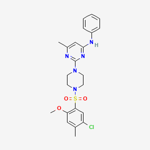 molecular formula C23H26ClN5O3S B11245136 2-(4-((5-chloro-2-methoxy-4-methylphenyl)sulfonyl)piperazin-1-yl)-6-methyl-N-phenylpyrimidin-4-amine 