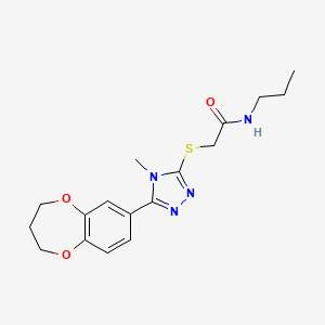 2-{[5-(3,4-dihydro-2H-1,5-benzodioxepin-7-yl)-4-methyl-4H-1,2,4-triazol-3-yl]sulfanyl}-N-propylacetamide