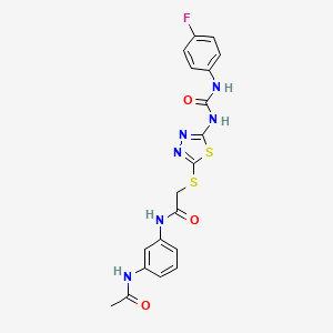 N-(3-Acetamidophenyl)-2-[(5-{[(4-fluorophenyl)carbamoyl]amino}-1,3,4-thiadiazol-2-YL)sulfanyl]acetamide