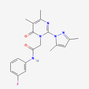 2-(2-(3,5-dimethyl-1H-pyrazol-1-yl)-4,5-dimethyl-6-oxopyrimidin-1(6H)-yl)-N-(3-fluorophenyl)acetamide