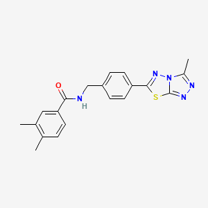 molecular formula C20H19N5OS B11245204 3,4-dimethyl-N-[4-(3-methyl[1,2,4]triazolo[3,4-b][1,3,4]thiadiazol-6-yl)benzyl]benzamide 