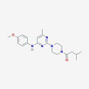 molecular formula C21H29N5O2 B11245228 1-(4-{4-[(4-Methoxyphenyl)amino]-6-methylpyrimidin-2-YL}piperazin-1-YL)-3-methylbutan-1-one 