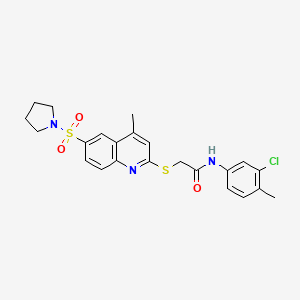 molecular formula C23H24ClN3O3S2 B11245255 N-(3-Chloro-4-methylphenyl)-2-{[4-methyl-6-(pyrrolidine-1-sulfonyl)quinolin-2-YL]sulfanyl}acetamide 