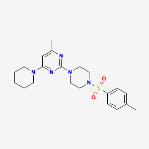 molecular formula C21H29N5O2S B11245270 4-Methyl-6-(piperidin-1-yl)-2-(4-tosylpiperazin-1-yl)pyrimidine 