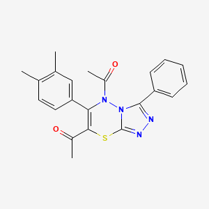 1,1'-[6-(3,4-dimethylphenyl)-3-phenyl-5H-[1,2,4]triazolo[3,4-b][1,3,4]thiadiazine-5,7-diyl]diethanone