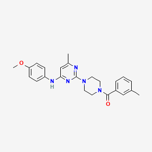 molecular formula C24H27N5O2 B11245310 (4-(4-((4-Methoxyphenyl)amino)-6-methylpyrimidin-2-yl)piperazin-1-yl)(m-tolyl)methanone 