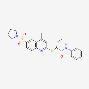 2-{[4-Methyl-6-(pyrrolidine-1-sulfonyl)quinolin-2-YL]sulfanyl}-N-phenylbutanamide