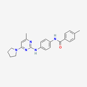 molecular formula C23H25N5O B11245349 4-Methyl-N-(4-{[4-methyl-6-(pyrrolidin-1-YL)pyrimidin-2-YL]amino}phenyl)benzamide 