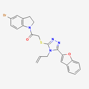 molecular formula C23H19BrN4O2S B11245355 2-{[5-(1-benzofuran-2-yl)-4-(prop-2-en-1-yl)-4H-1,2,4-triazol-3-yl]sulfanyl}-1-(5-bromo-2,3-dihydro-1H-indol-1-yl)ethanone 