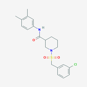 molecular formula C21H25ClN2O3S B11245451 1-[(3-chlorobenzyl)sulfonyl]-N-(3,4-dimethylphenyl)piperidine-3-carboxamide 