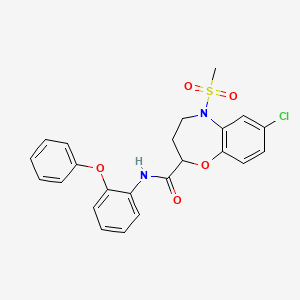 molecular formula C23H21ClN2O5S B11245468 7-chloro-5-(methylsulfonyl)-N-(2-phenoxyphenyl)-2,3,4,5-tetrahydro-1,5-benzoxazepine-2-carboxamide 