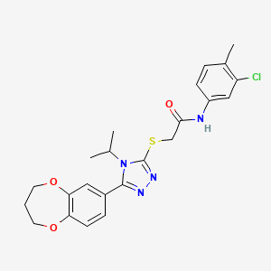 molecular formula C23H25ClN4O3S B11245501 N-(3-chloro-4-methylphenyl)-2-{[5-(3,4-dihydro-2H-1,5-benzodioxepin-7-yl)-4-(propan-2-yl)-4H-1,2,4-triazol-3-yl]sulfanyl}acetamide 