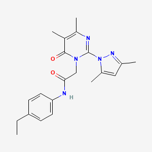 molecular formula C21H25N5O2 B11245517 2-(2-(3,5-dimethyl-1H-pyrazol-1-yl)-4,5-dimethyl-6-oxopyrimidin-1(6H)-yl)-N-(4-ethylphenyl)acetamide 