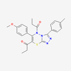 molecular formula C24H24N4O3S B11245518 1,1'-[6-(4-methoxyphenyl)-3-(4-methylphenyl)-5H-[1,2,4]triazolo[3,4-b][1,3,4]thiadiazine-5,7-diyl]dipropan-1-one 