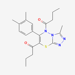 1-[7-Butanoyl-6-(3,4-dimethylphenyl)-3-methyl-5H-[1,2,4]triazolo[3,4-B][1,3,4]thiadiazin-5-YL]butan-1-one