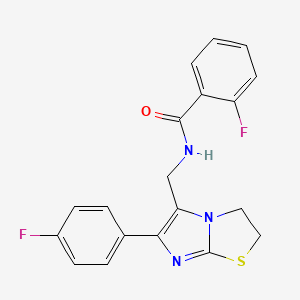 molecular formula C19H15F2N3OS B11245540 2-fluoro-N-{[6-(4-fluorophenyl)-2H,3H-imidazo[2,1-b][1,3]thiazol-5-yl]methyl}benzamide 