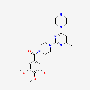 molecular formula C24H34N6O4 B11245556 4-Methyl-6-(4-methylpiperazin-1-yl)-2-[4-(3,4,5-trimethoxybenzoyl)piperazin-1-yl]pyrimidine 