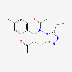 1,1'-[3-ethyl-6-(4-methylphenyl)-5H-[1,2,4]triazolo[3,4-b][1,3,4]thiadiazine-5,7-diyl]diethanone