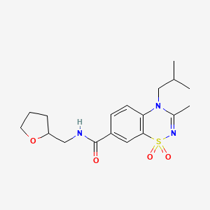 3-methyl-4-(2-methylpropyl)-N-(tetrahydrofuran-2-ylmethyl)-4H-1,2,4-benzothiadiazine-7-carboxamide 1,1-dioxide