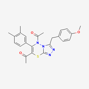 1,1'-(6-(3,4-dimethylphenyl)-3-(4-methoxybenzyl)-5H-[1,2,4]triazolo[3,4-b][1,3,4]thiadiazine-5,7-diyl)diethanone