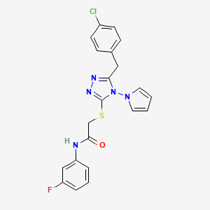 molecular formula C21H17ClFN5OS B11245615 2-((5-(4-chlorobenzyl)-4-(1H-pyrrol-1-yl)-4H-1,2,4-triazol-3-yl)thio)-N-(3-fluorophenyl)acetamide 