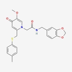 N-(benzo[d][1,3]dioxol-5-ylmethyl)-2-(5-methoxy-4-oxo-2-((p-tolylthio)methyl)pyridin-1(4H)-yl)acetamide