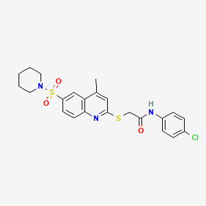 N-(4-Chlorophenyl)-2-{[4-methyl-6-(piperidine-1-sulfonyl)quinolin-2-YL]sulfanyl}acetamide