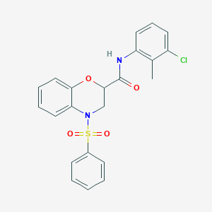 N-(3-chloro-2-methylphenyl)-4-(phenylsulfonyl)-3,4-dihydro-2H-1,4-benzoxazine-2-carboxamide