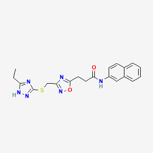 molecular formula C20H20N6O2S B11245677 3-(3-{[(5-ethyl-4H-1,2,4-triazol-3-yl)sulfanyl]methyl}-1,2,4-oxadiazol-5-yl)-N-(naphthalen-2-yl)propanamide 