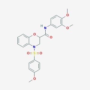 molecular formula C24H24N2O7S B11245691 N-(3,4-dimethoxyphenyl)-4-[(4-methoxyphenyl)sulfonyl]-3,4-dihydro-2H-1,4-benzoxazine-2-carboxamide 