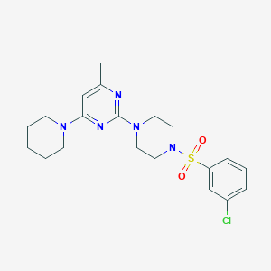 molecular formula C20H26ClN5O2S B11245693 2-{4-[(3-Chlorophenyl)sulfonyl]piperazino}-4-methyl-6-piperidinopyrimidine 