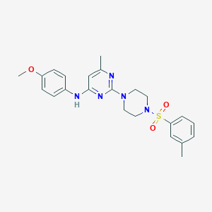 molecular formula C23H27N5O3S B11245701 N-(4-methoxyphenyl)-6-methyl-2-(4-(m-tolylsulfonyl)piperazin-1-yl)pyrimidin-4-amine 